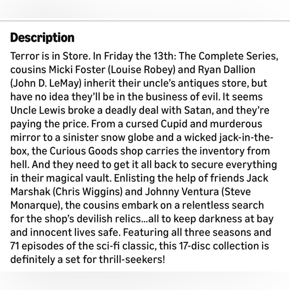 Friday the 13th : The Complete Series 17 Discs - Picture 2 of 3